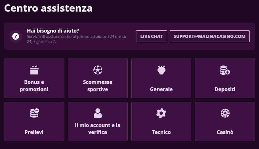 Malina Casino IT Help-Centre