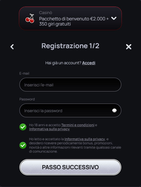Casinova Casino Register
