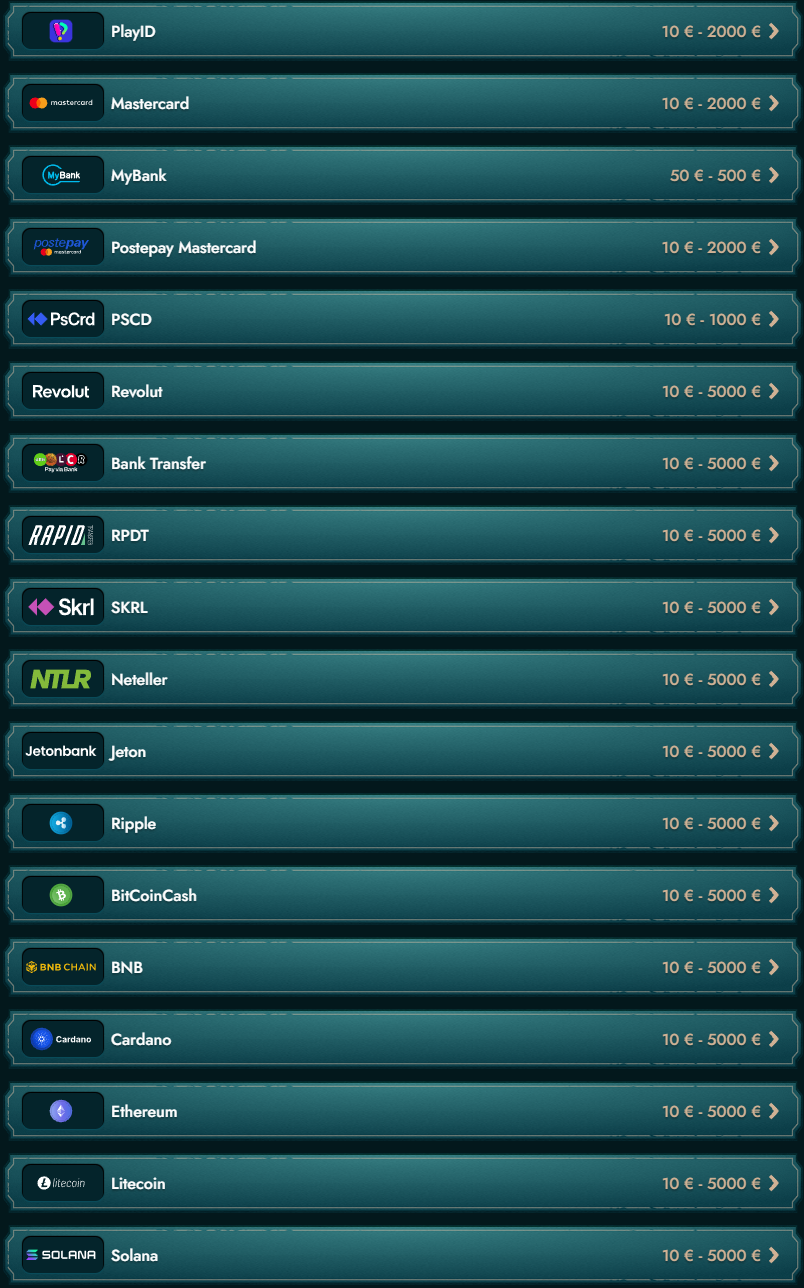 MyEmpire Casino Payments