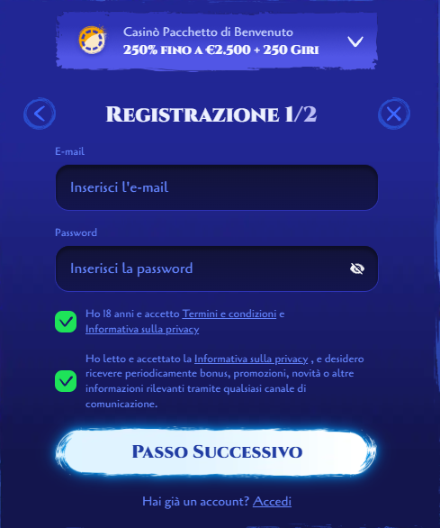 Spinight Casino Register