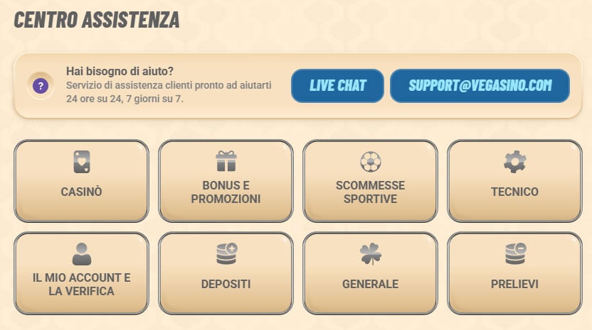 Vegasino Casino Help-Centre