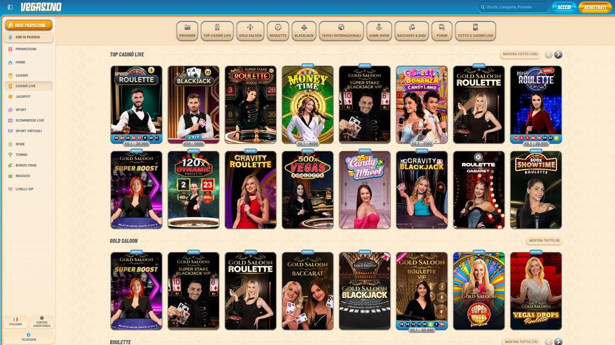 Vegasino Casino Live-Casino