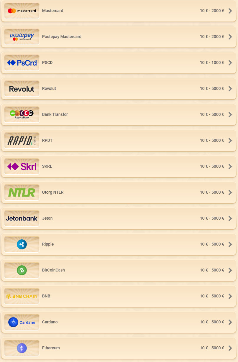 Vegasino Casino Payments