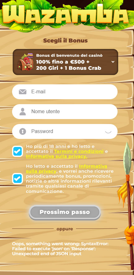 Wazamba Casino Register