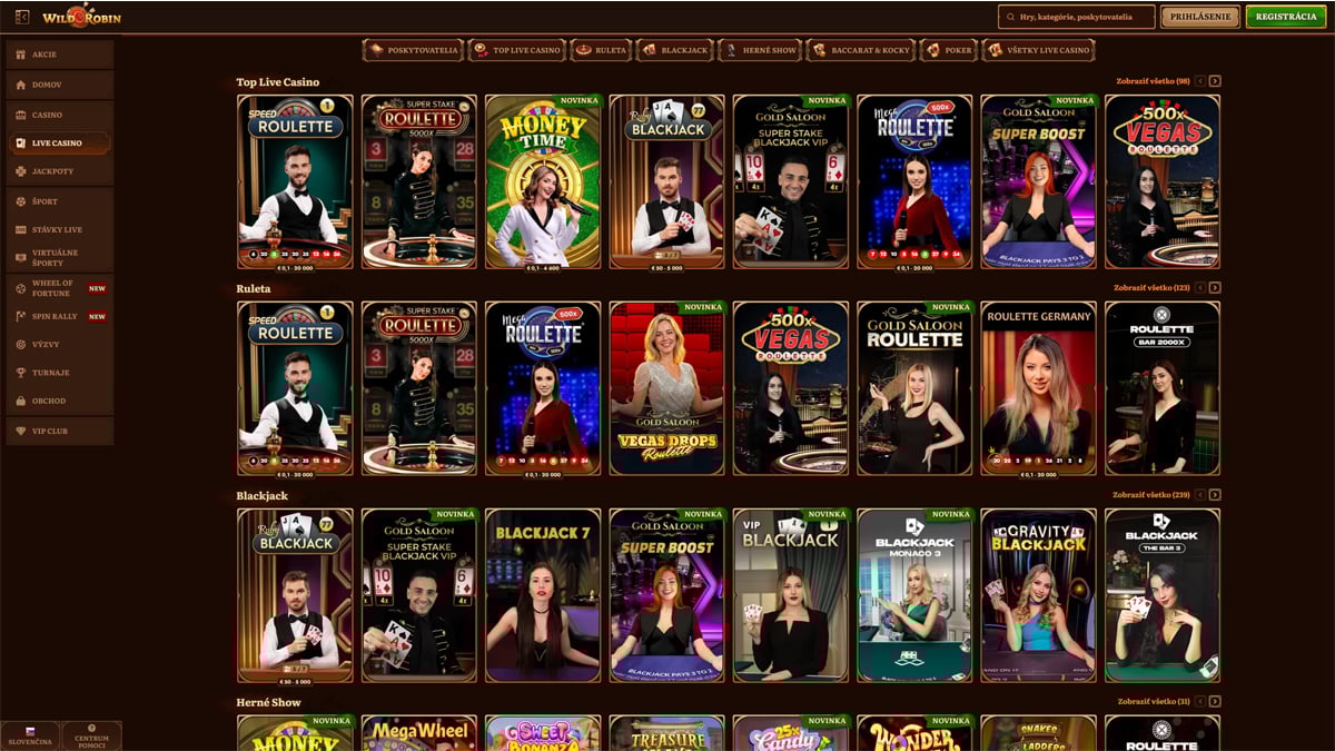 Wild Robin Casino Live Casino Games
