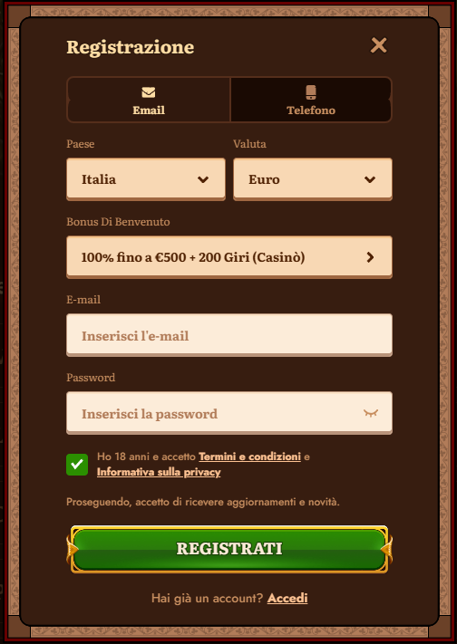WildRobin Casino IT Register