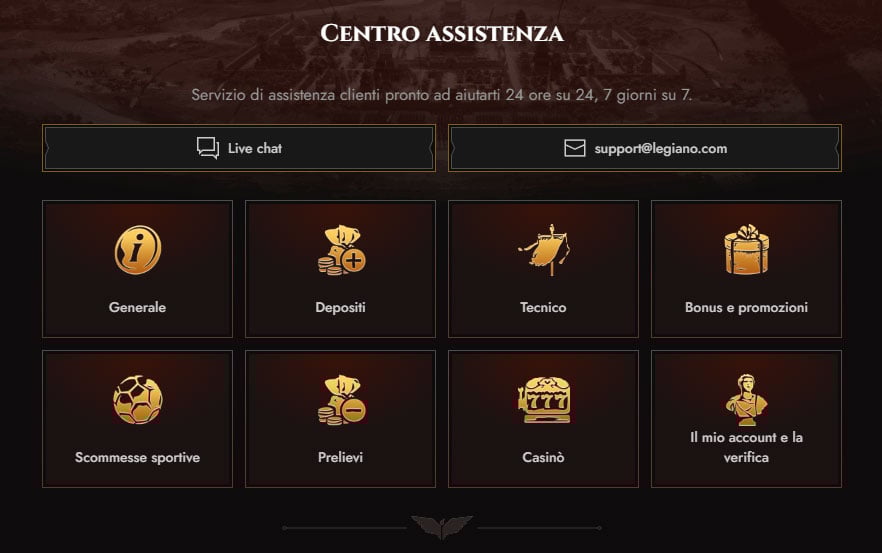 Legiano Casino Help-Centre