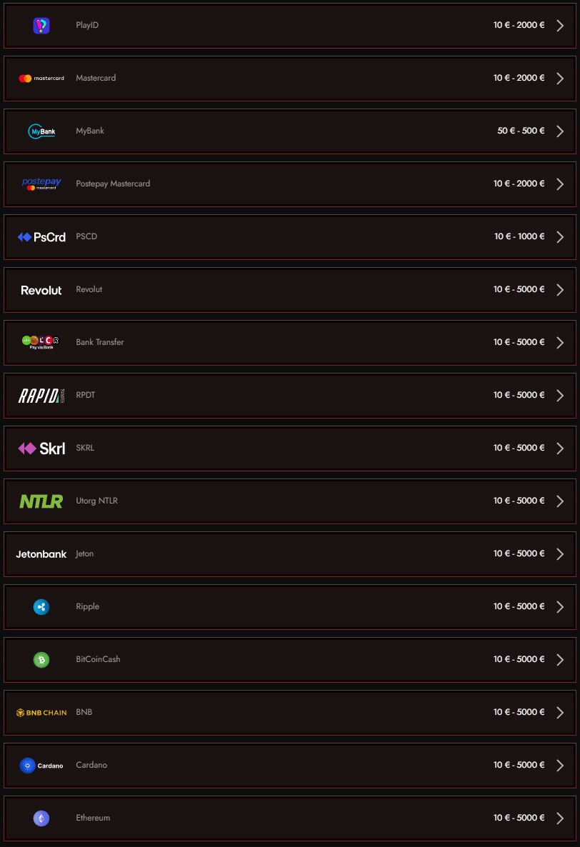 Legiano Casino Payments