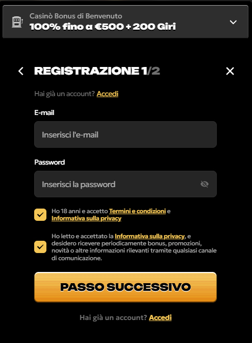 Spinsy Casino IT Register