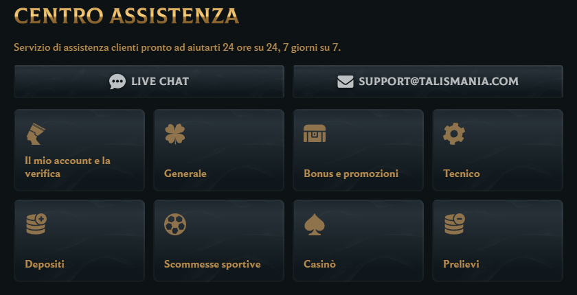 Centro Assistenza Talismania Casino