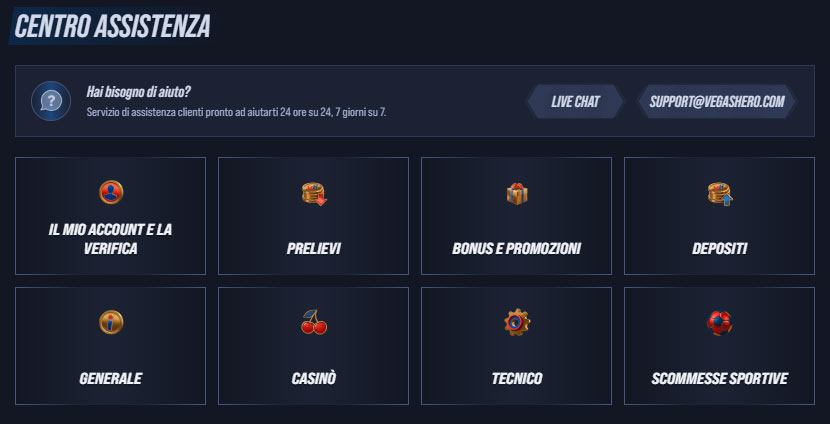 VegasHero Casino IT Help-Centre