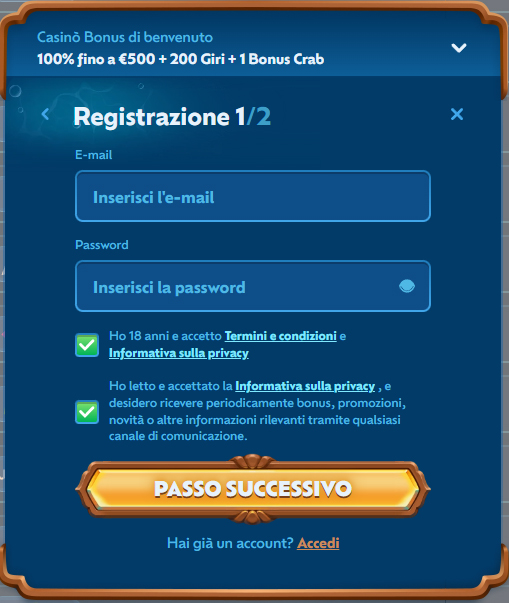 Winbay Casino Register