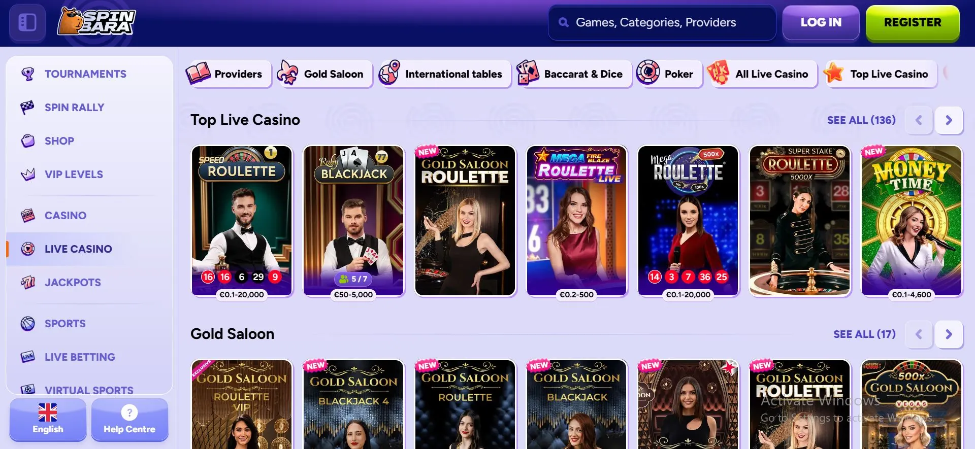 spinbara casino live games