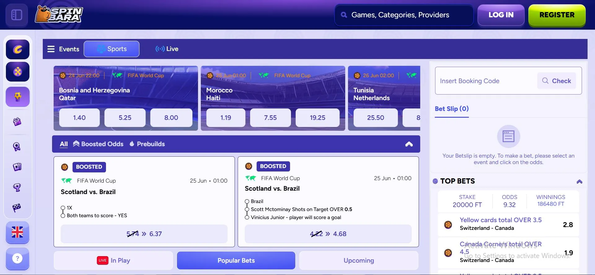 spinbara casino scommesse sportive
