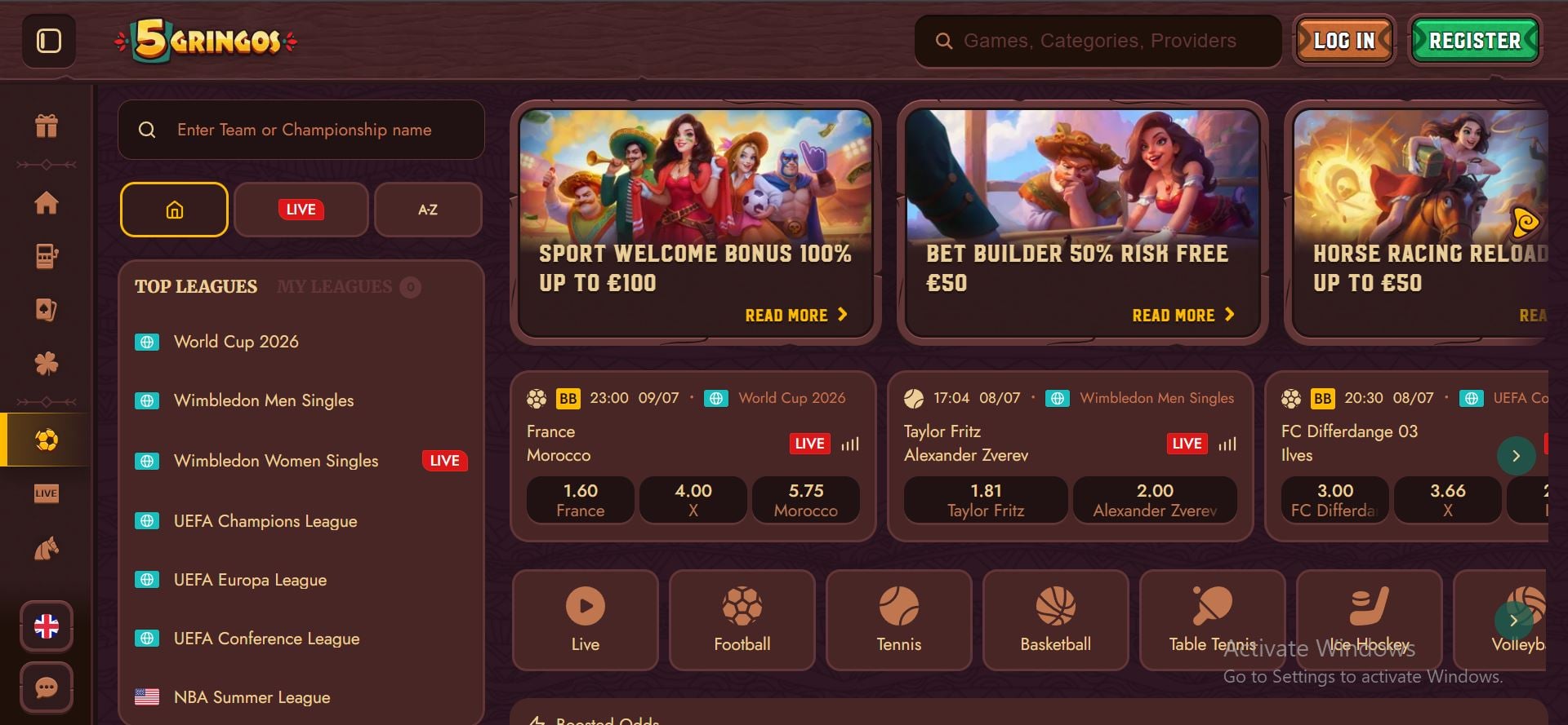 5 gringos casino scommesse sportive