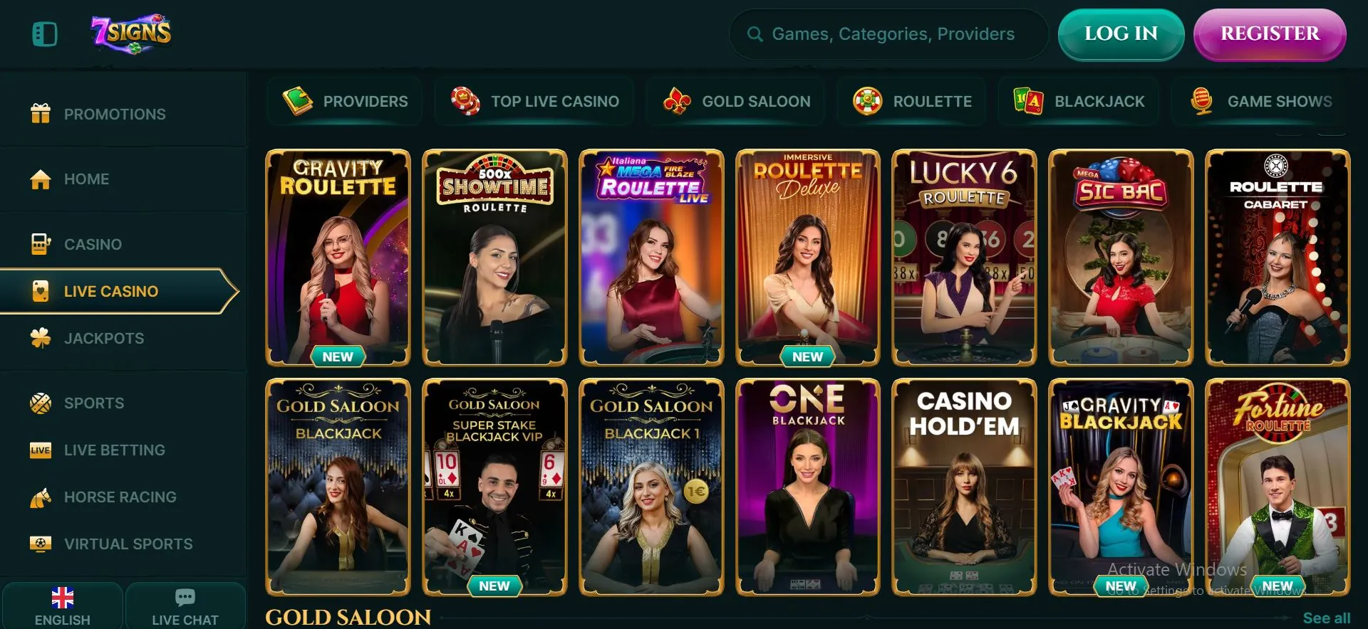 7signs casino live games