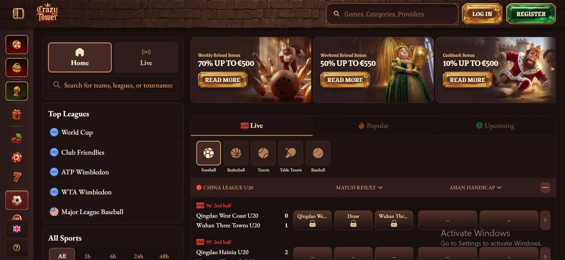 crazy tower casino scommesse sportive