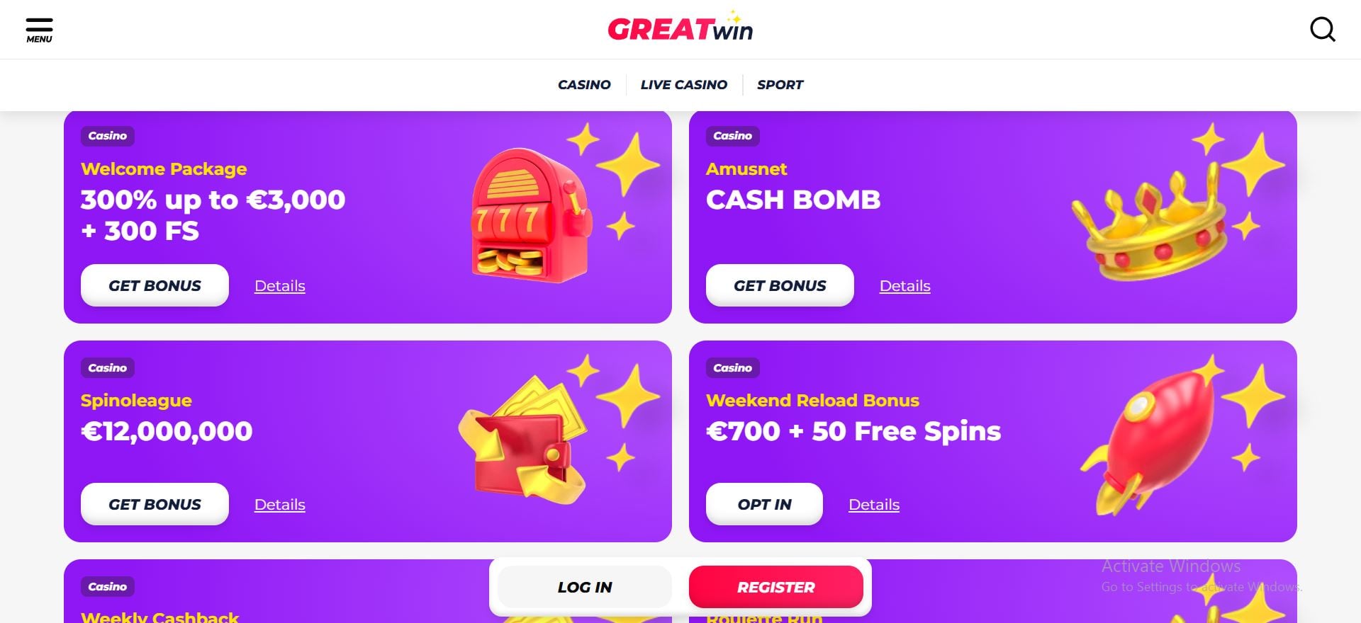 greatwin casino promotions