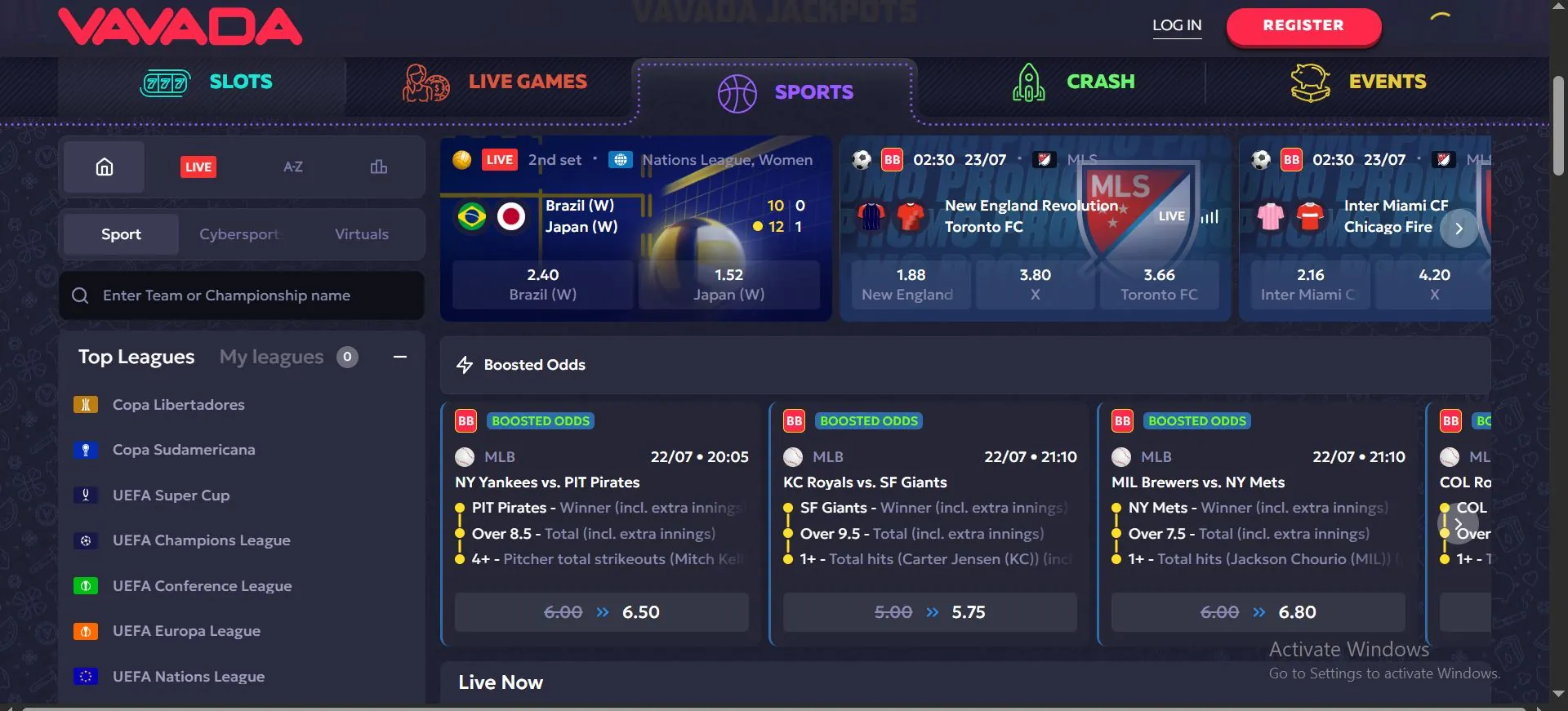 vavada casino scommesse sportive