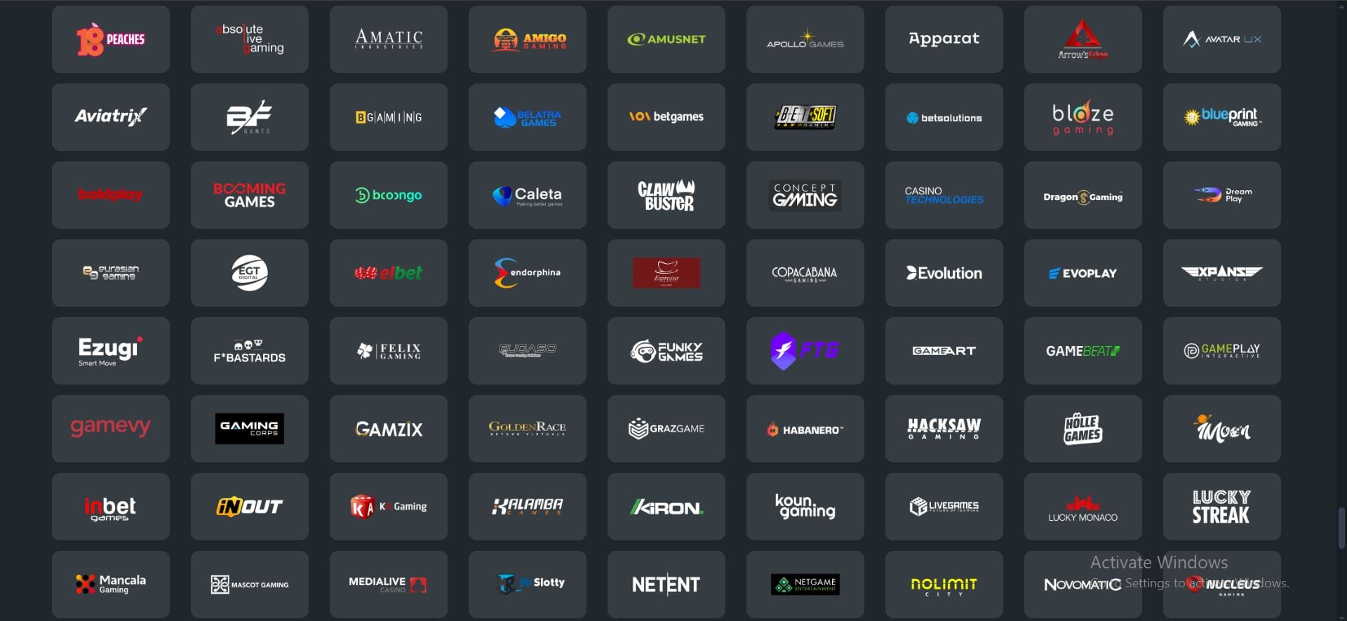 evobet-casino-providers