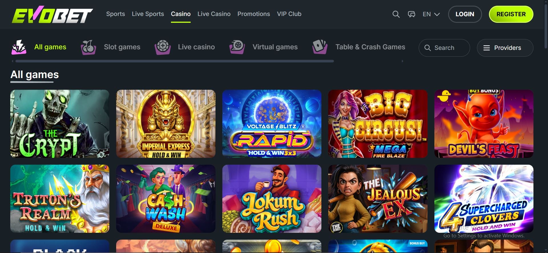 evobet casino slot games