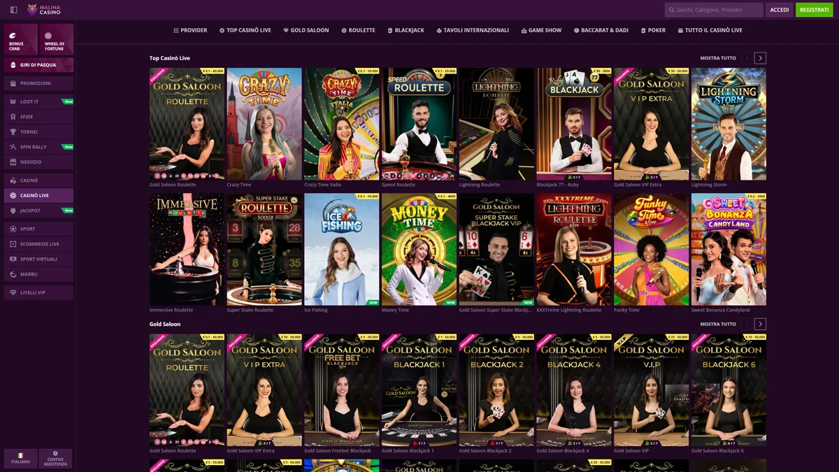 Malina Casino IT Live-Casino