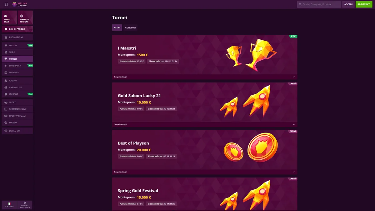 Malina Casino IT Tournaments