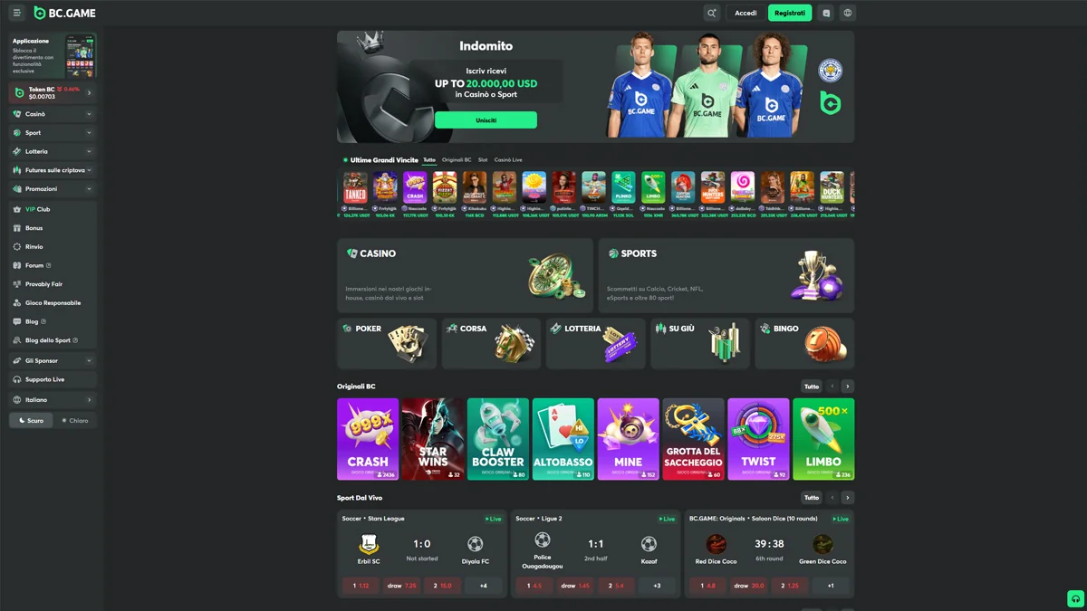 BC.Game Casino Homescreen
