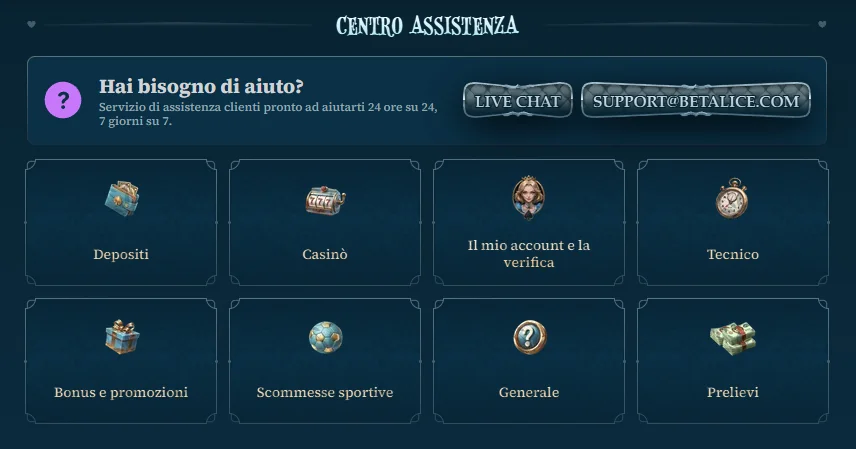 BetAlice Casino Help-Centre