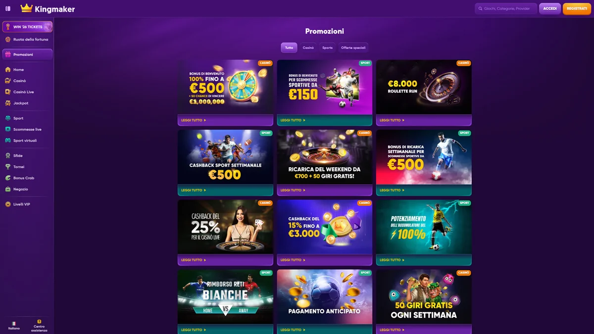 Kingmaker Casino IT Bonuses