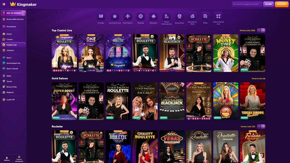 Kingmaker Casino IT Live-Casino