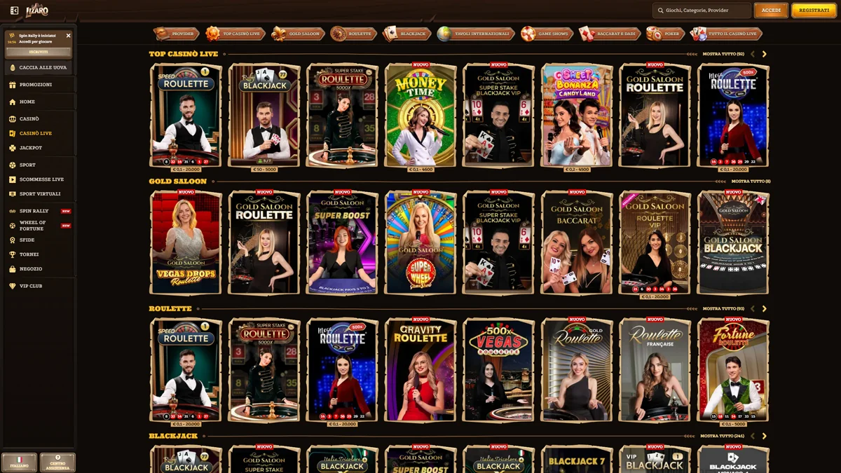 Lizaro Casino IT Live-Casino