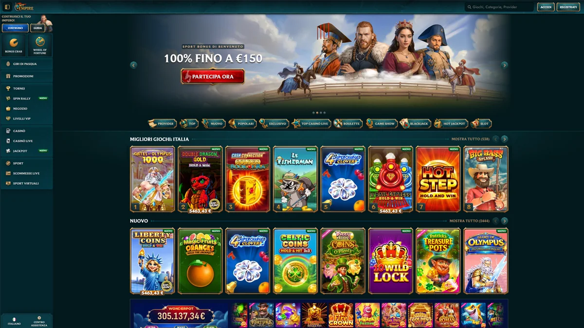 MyEmpire Casino Homescreen