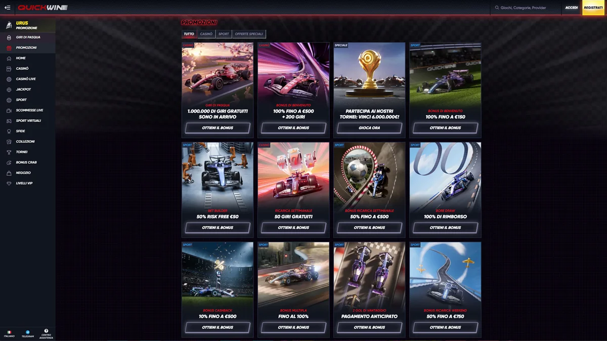 QuickWin Casino IT Bonuses