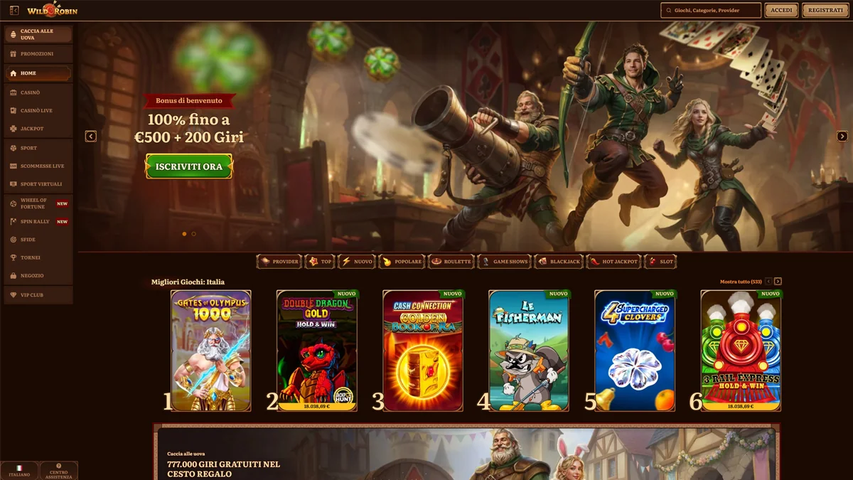 WildRobin Casino IT Homepage