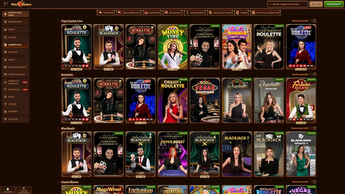 WildRobin Casino IT Live-Casino