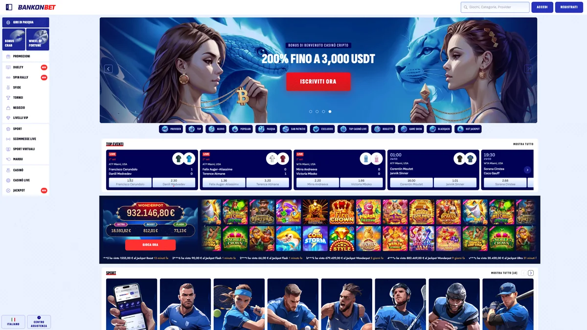Bankonbet CasinoHomescreen