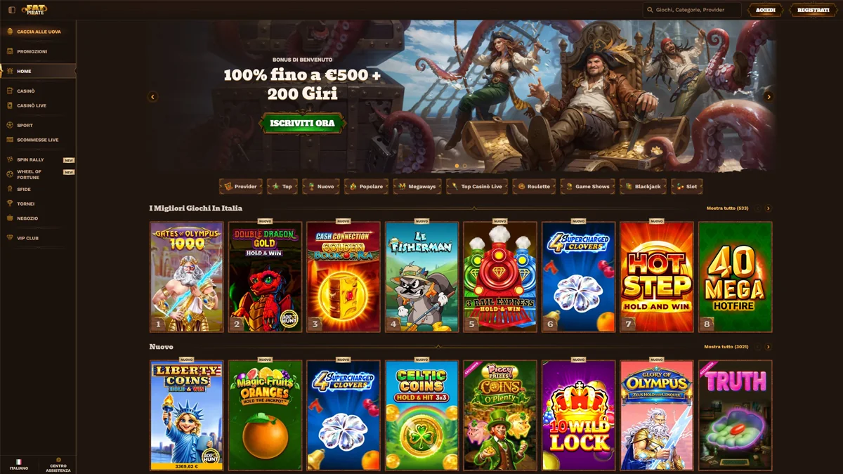 FatPirate Casino Homescreen