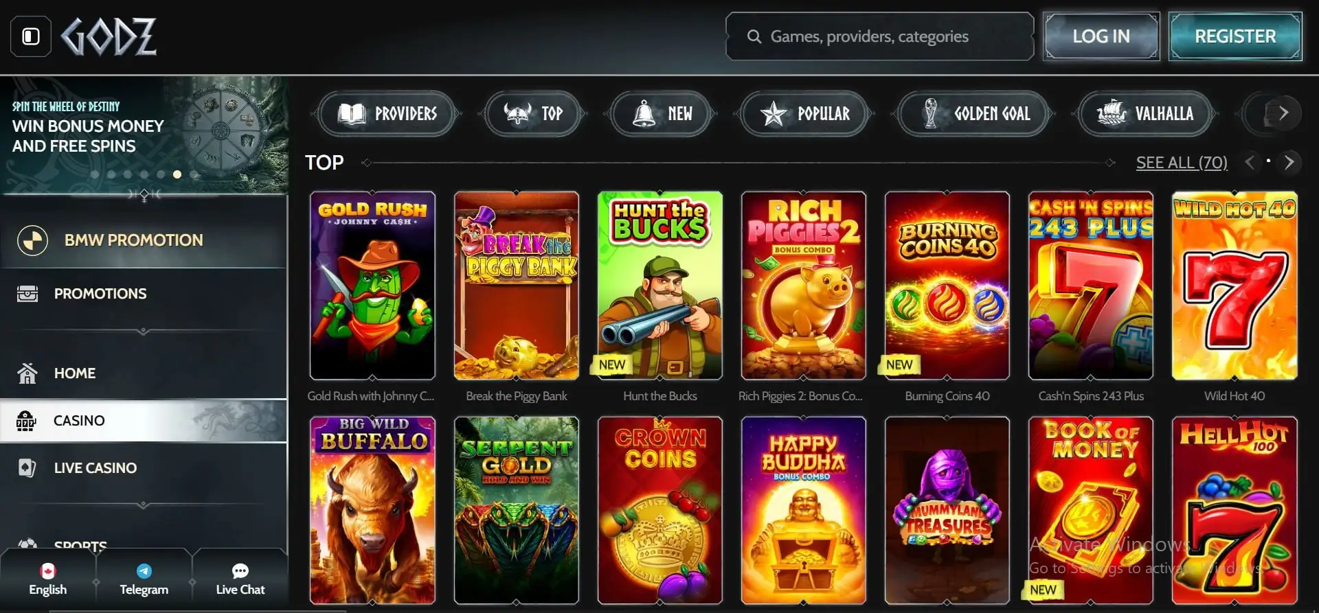godz casino slot games