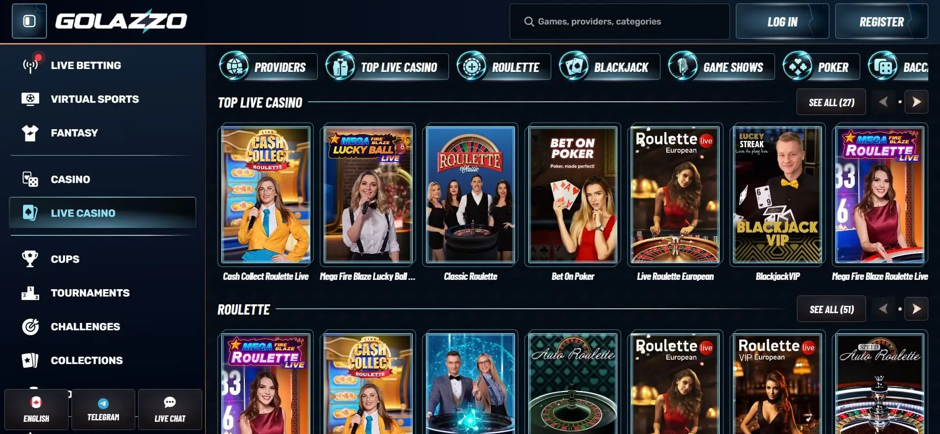 Golazzo live casino