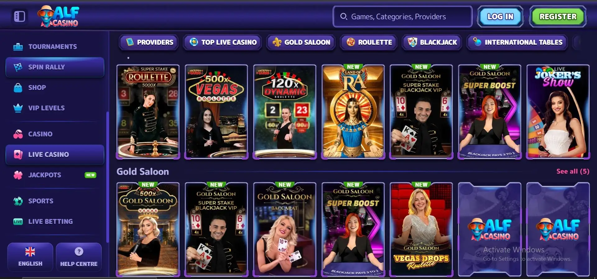 alf casino live games