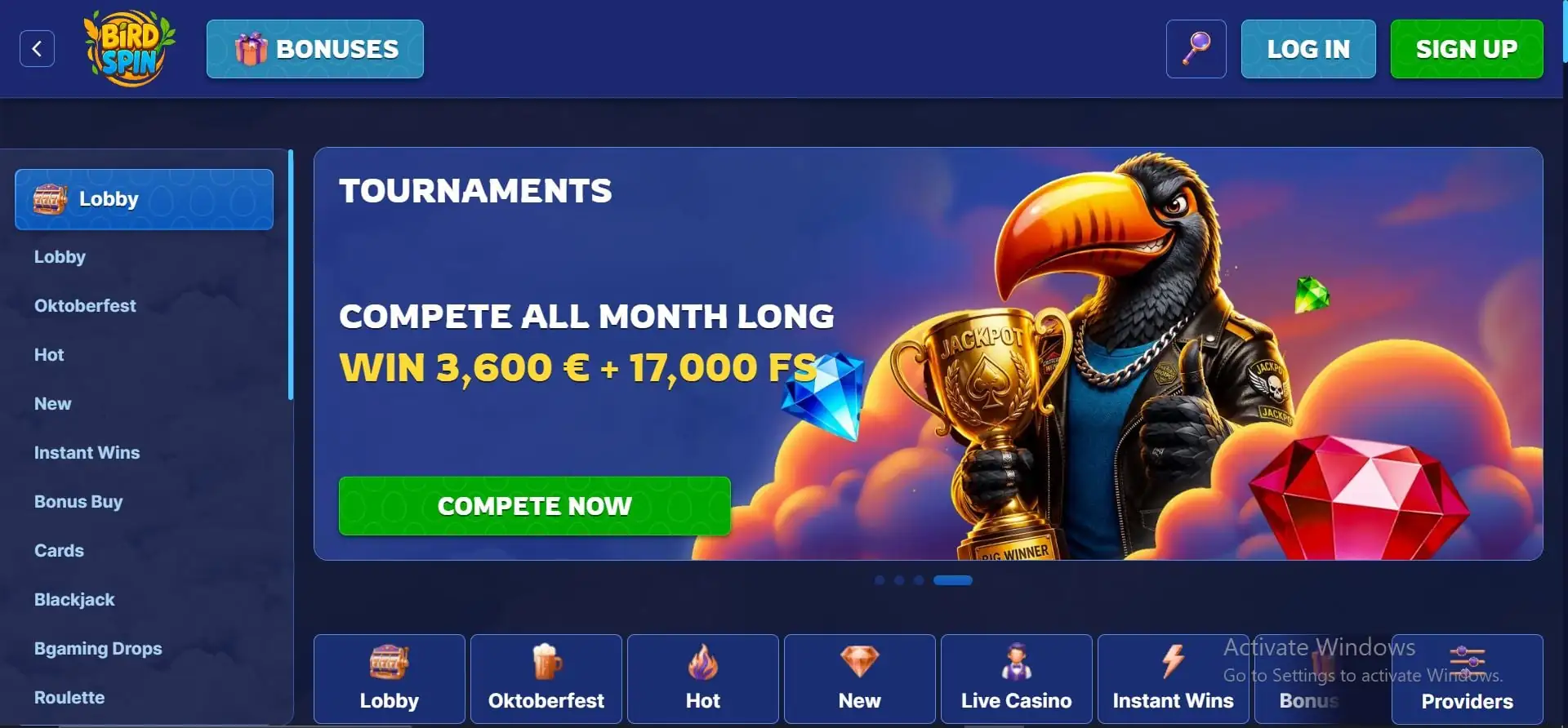 birdspin-casino-home-page