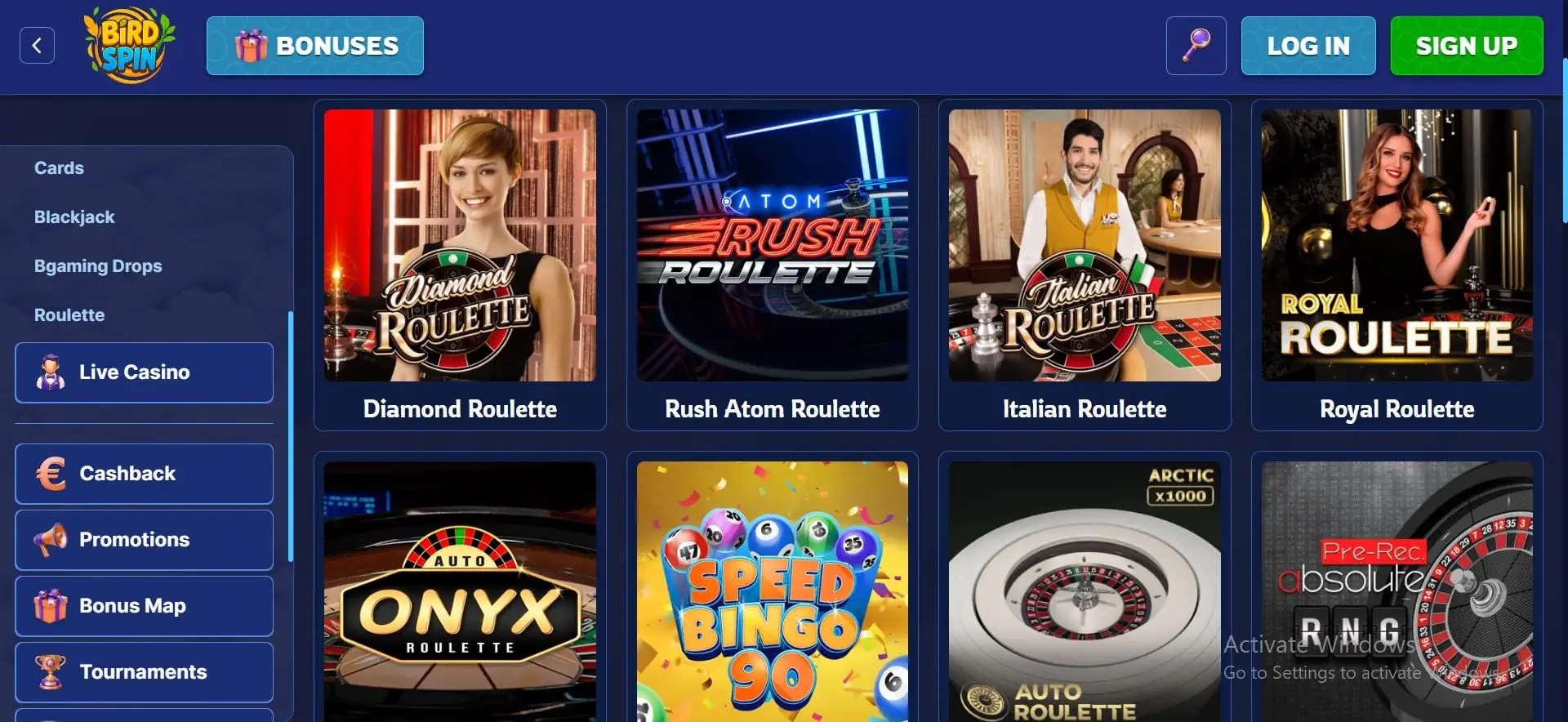 birdspin-casino-live-games